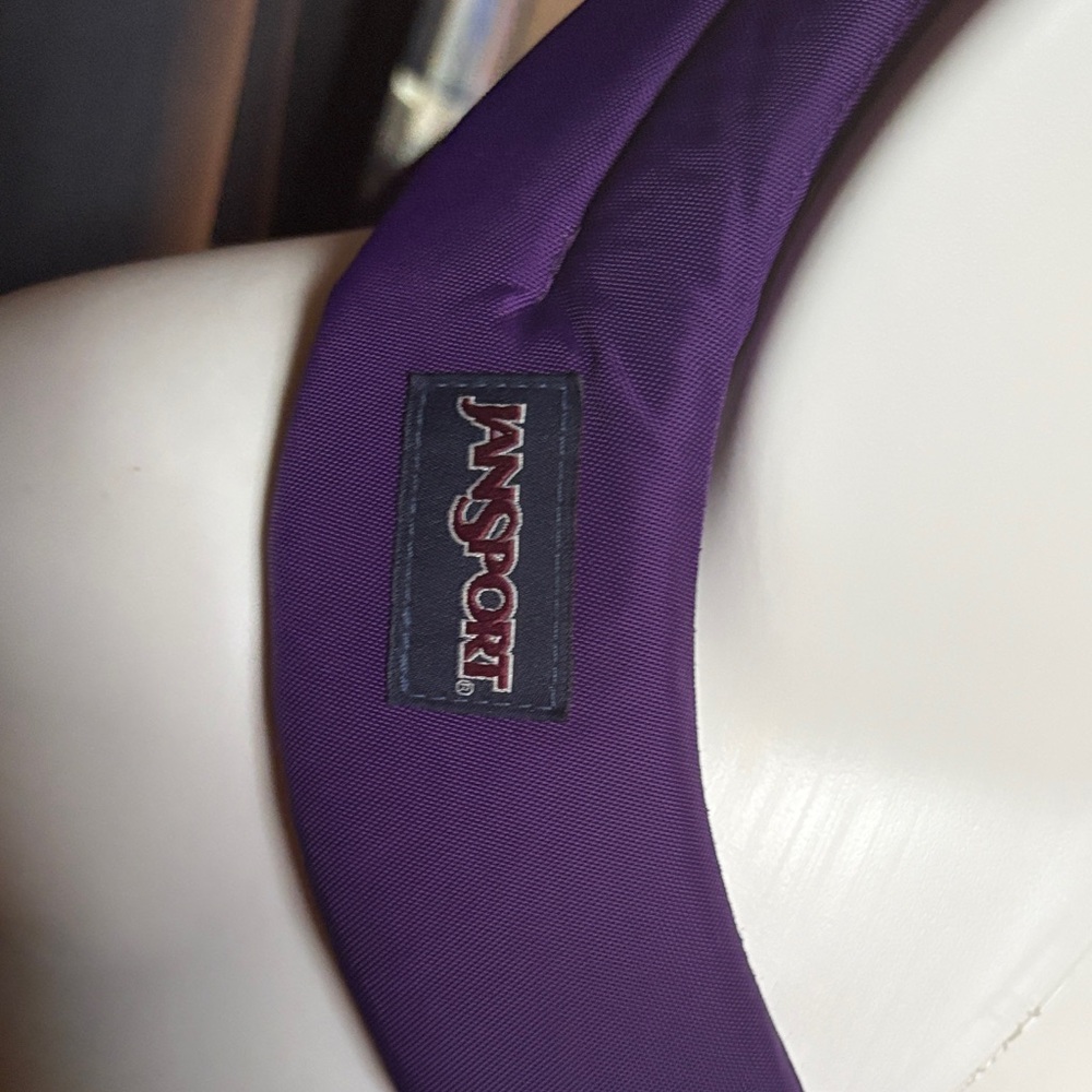 Jansport Purple Floral Print Backpack with Brown Suede Base - Picture 5 of 9